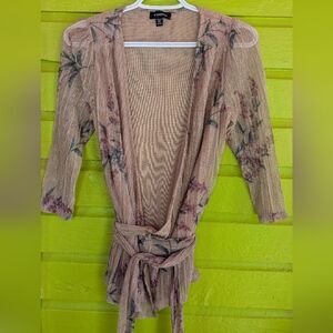 le château Sheer Knit Wrap Around in Rose Gold with Metallic Accent Xxs